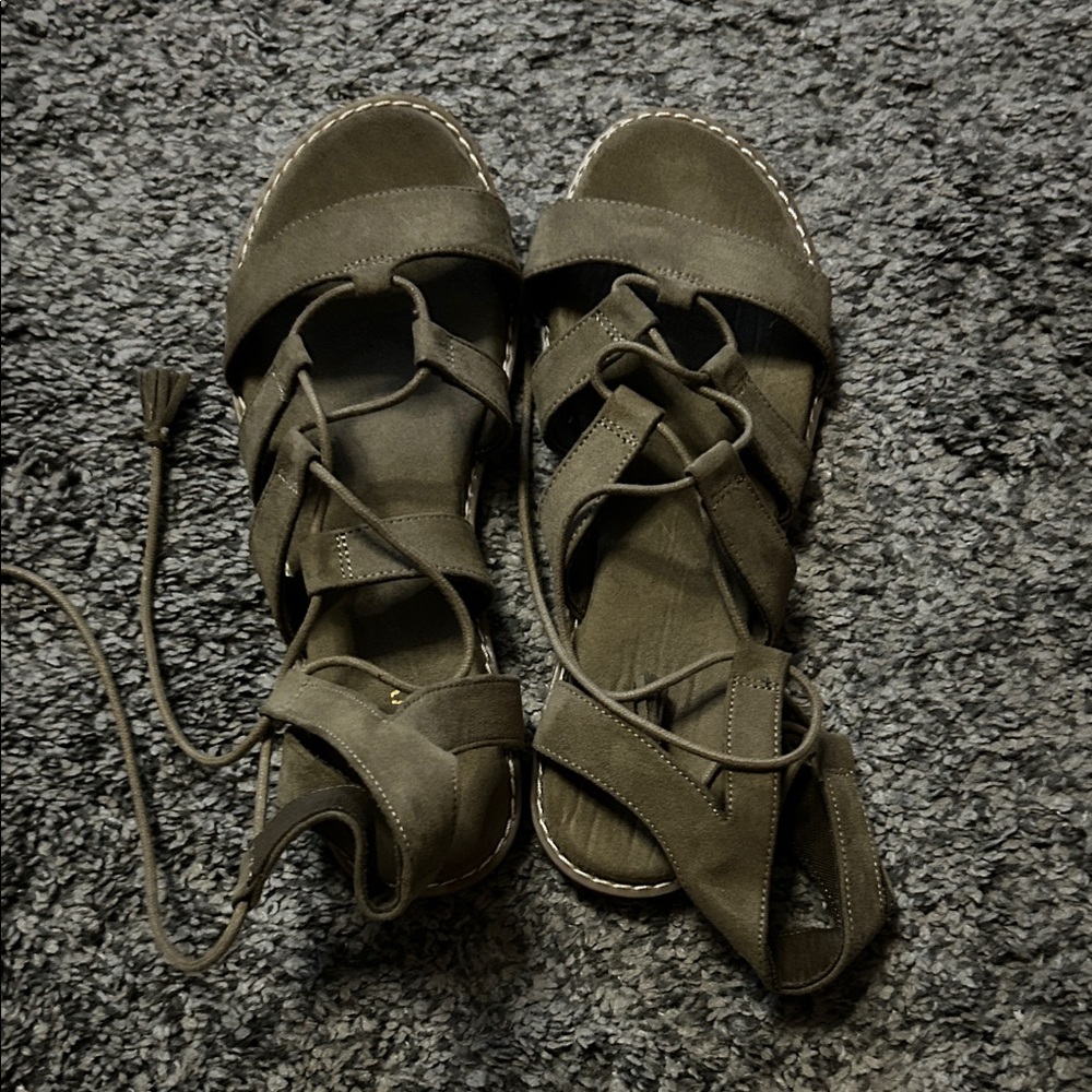 Women's Olive Lace-Up Sandals